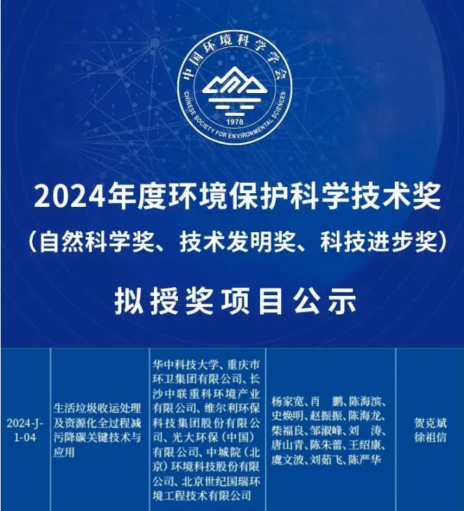 喜獲科技進步一等獎！盈峰環境引領生活垃圾減污降碳新技術